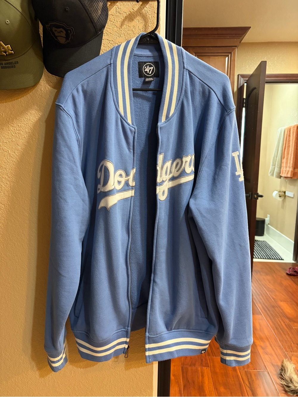 '47 Dodgers Light Blue Varsity Jacket with White Trim